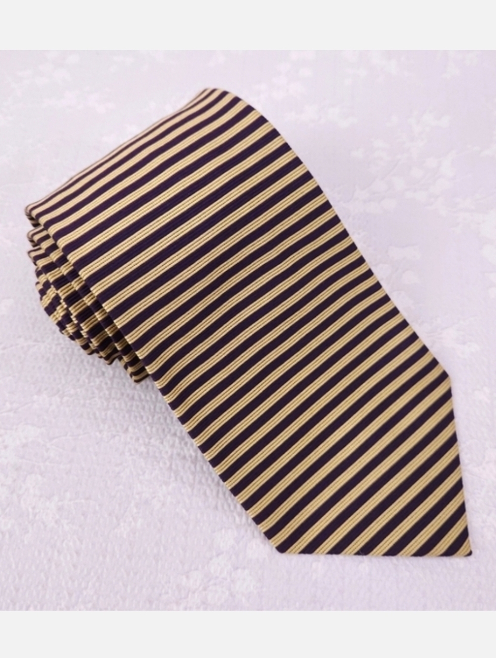 Brooks Brothers Silk Tie Gold Royal Purple Stripes